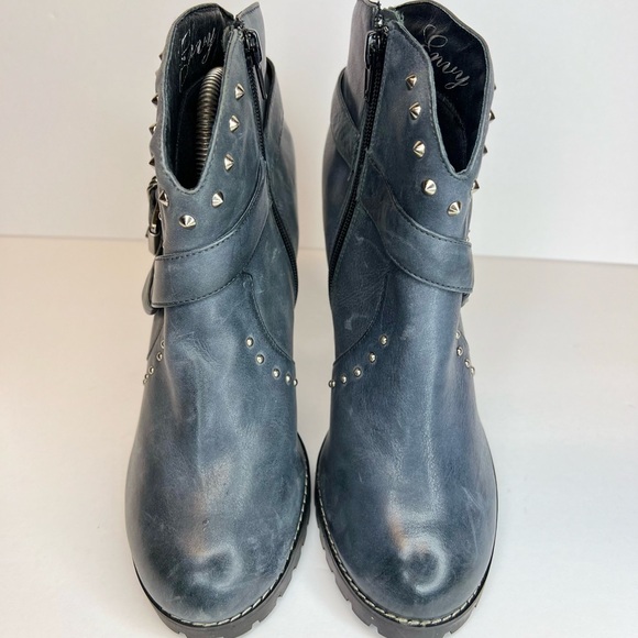 Envy Womens Spumoni‎ Genuine Leather Studded Side Zip Stiletto Ankle Boots 8.5 - Picture 6 of 11